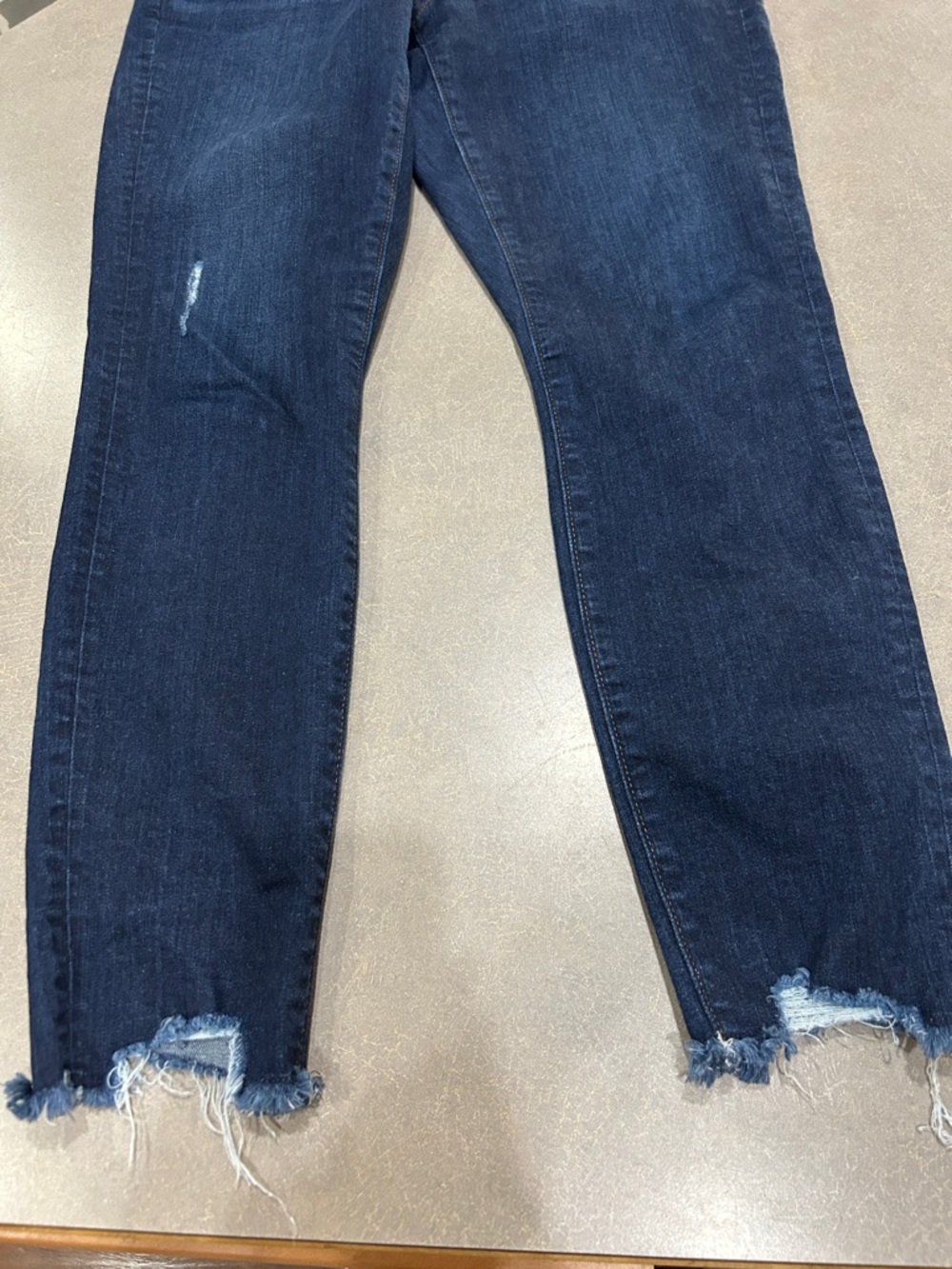LOFT Curvy Dark Indigo Skinny Jeans with Frayed Hem - Picture 6 of 7